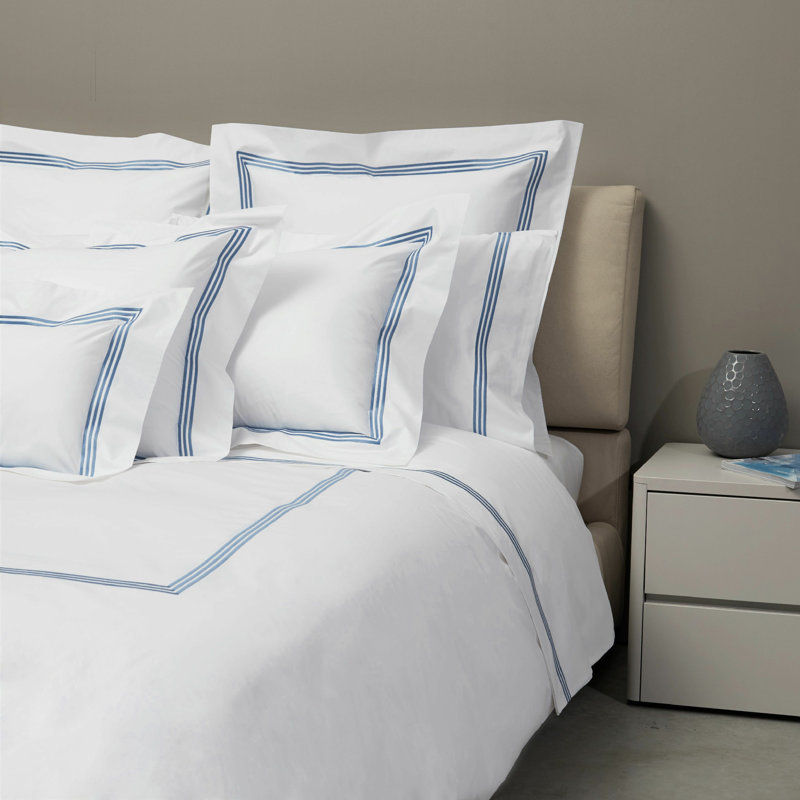 Platinum Flat Sheet, King Flat Sheet, White/Air Force Blue