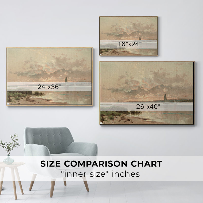 Paysage rétro - XL, H 17 po x l 25 po x P 2 po, Toile avec cadre flottant brun