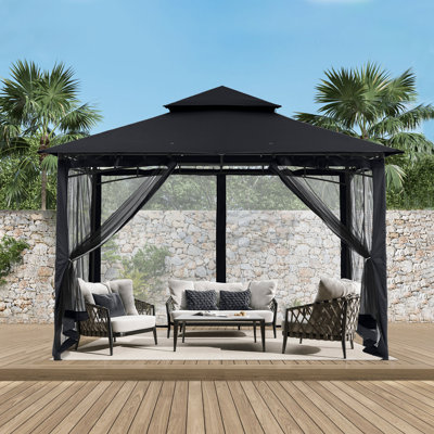 9 Ft. W x 9 Ft. D Steel Patio The Soft Roof Gazebos
