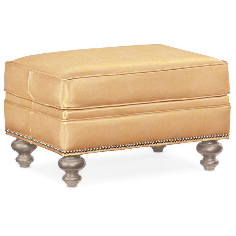 West Ottoman, Nickel, Stone, Aline Fumo Genuine Leather