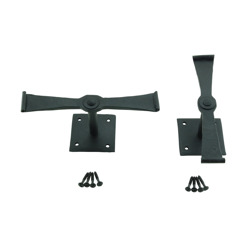 Black Wrought Iron Shutter Dog Holders Propeller Design