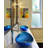 Blue Foiled Glass Oval Vessel Bathroom Sink