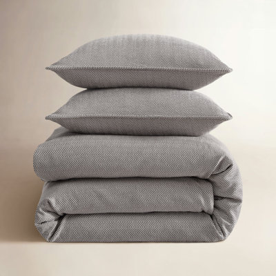 Chenille Herringbone Cotton Duvet Cover Set