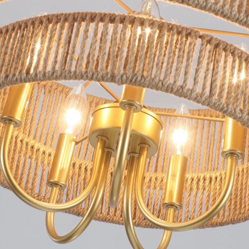 Lustre de style chandelier double en forme de chandelle 5 lumières, Doré