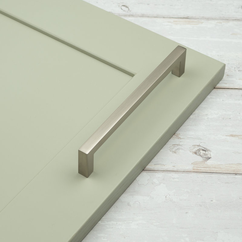 Satin Nickel Slim Square D-Bar Handles, 160mm