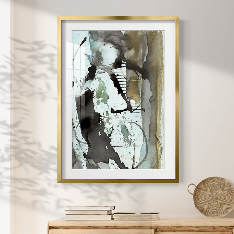 «Lyrical Abstract I», reproduction encadrée, H 25,5 po x l 17,5 po, Doré