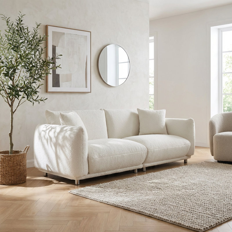 Élégant canapé de salon à trois places avec revêtement en tissu de qualité supérieure et structure en bois massif