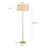 59.8'' Modern Floor Lamp with Wavy Metal Accent and Fabric Drum Shade