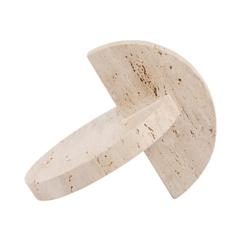 Modern Geometric Travertine Stone Sculpture Abstract Decorative Accent for Shelves, Mantels, and Tabletops - Handcrafted Minimalist Art Piece Contemporary Home and Office Decor Statement