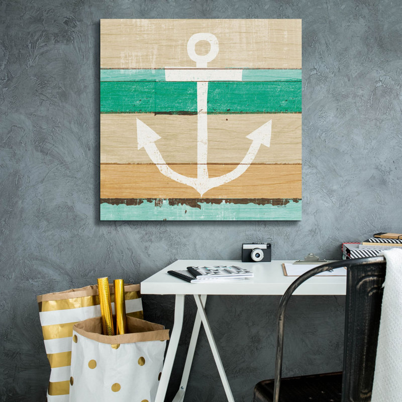«Beachscape 3 Anchor Green» par Michael Mullan, art mural sur toile, H 26 po x l 26 po x P 1,5 po
