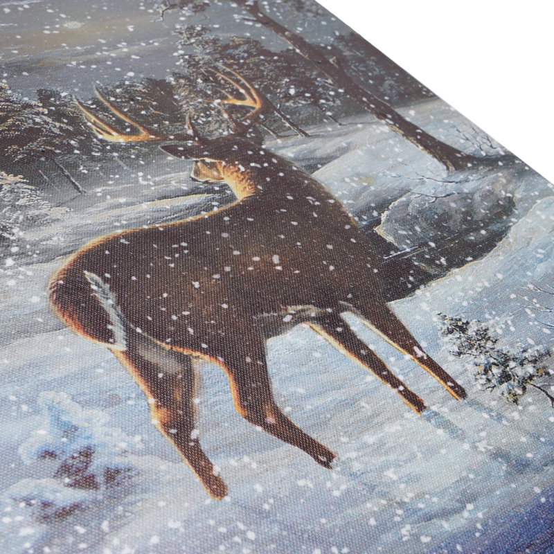 «Led Lighted Winter Forest Deer», impression sur toile tendue
