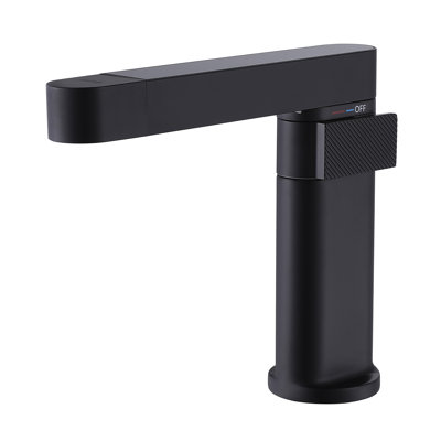 Modern Pull-Down Bathroom Sink Faucet, Single Hole 1-Handle Retractable Sprayer Faucet With 360° Swivel Spout