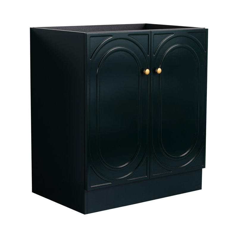 Meuble-lavabo foncé 30 po avec portes à fermeture douce et armoire pratique - Tablette extérieure moderne, Vert foncé, 30"