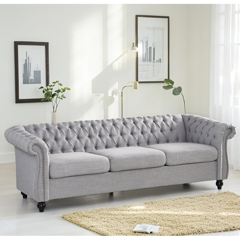 Canapé moderne 3 places en tissu gris