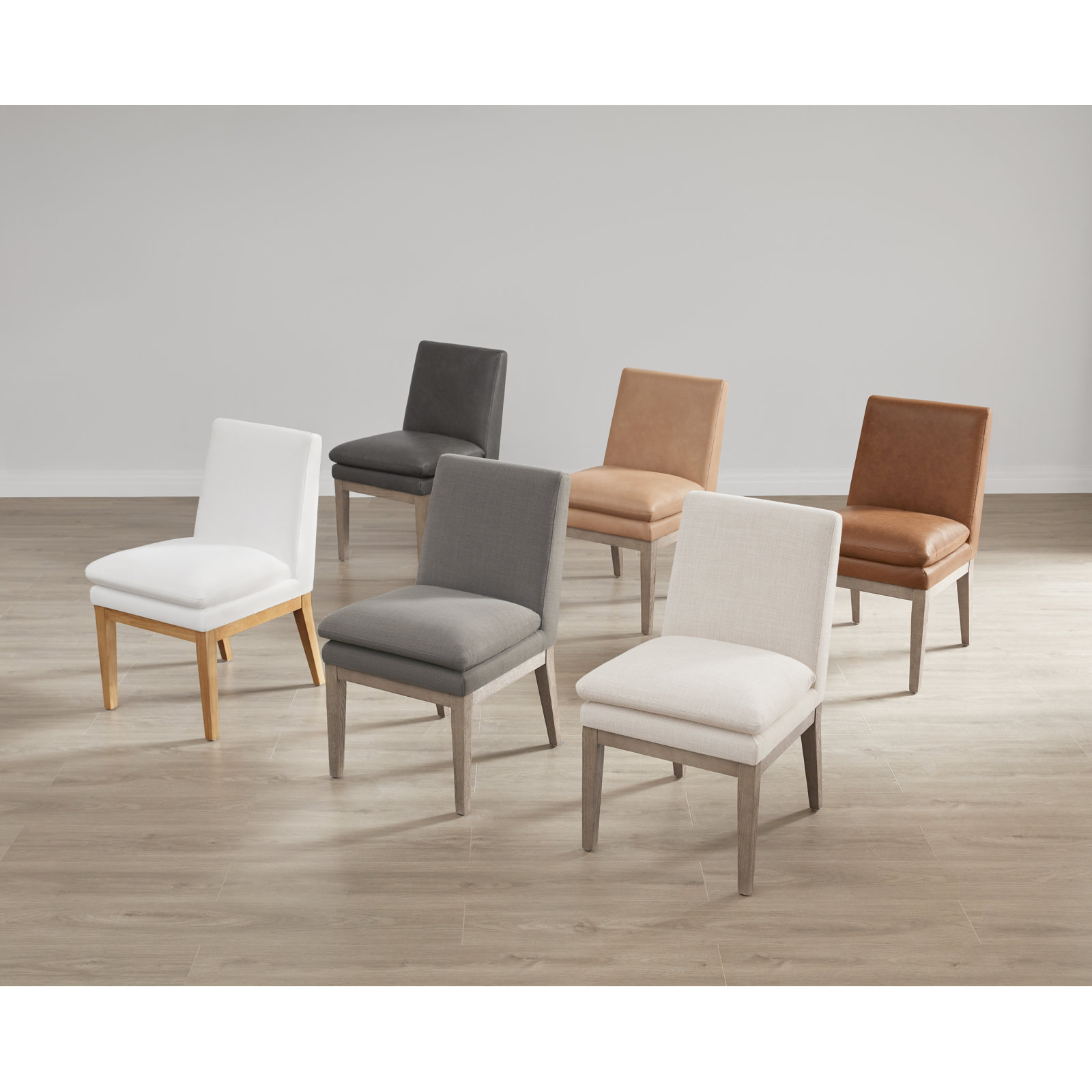 Bethea Genuine Leather Oak Side Chair, Grey Faux Leather