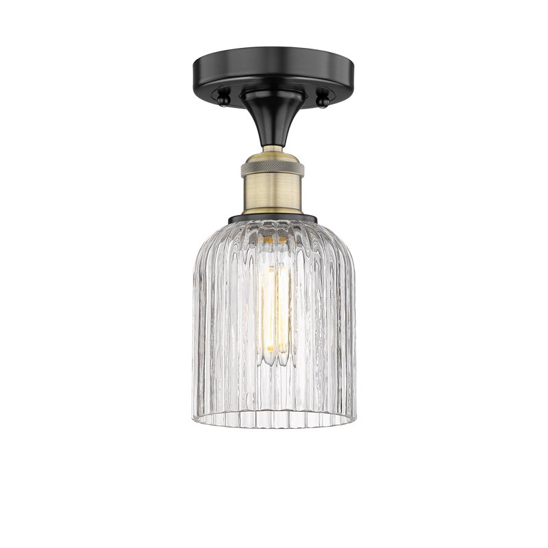 Edison - Adriena - 1 Light 5" Semi-Flush Mount, Black Antique Brass, Clear
