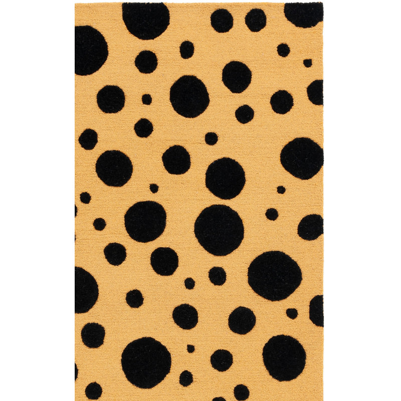 Tapis performance / performance en laine / coton touffeté à la main Jennabelle - doré / noir, Carré 6 pi