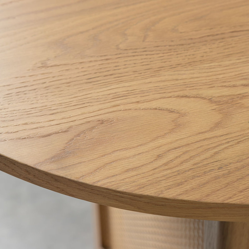 Midkiff 33.5"W×30"H Oval Dining Table Kitchen Table with Rattan Double Pedestal Base, 30"H x 67"L x 33.5"W, Natural Wood