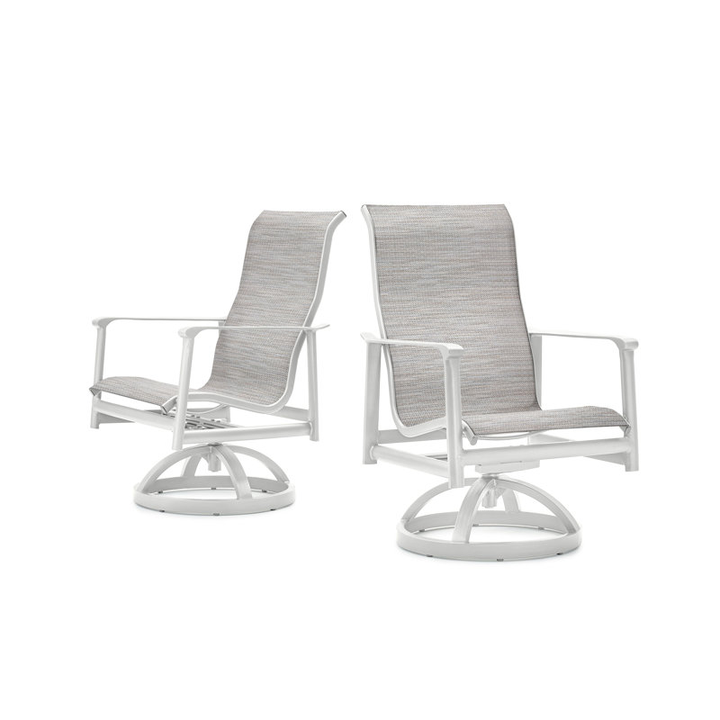 Gray High Back Swivel Rocker Dining Chair with Cushions