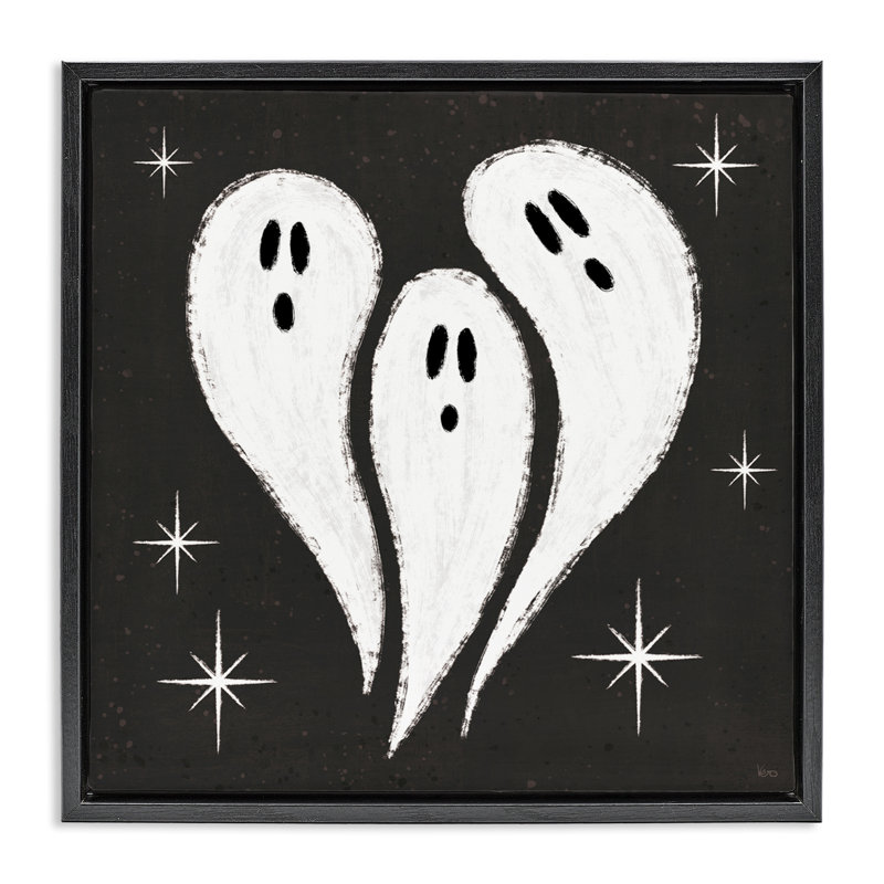 Cadre flottant Wee Bit Wicked Ghost, design par Véronique Charron, Cadre flottant noir de jais, H 18 po x l 18 po