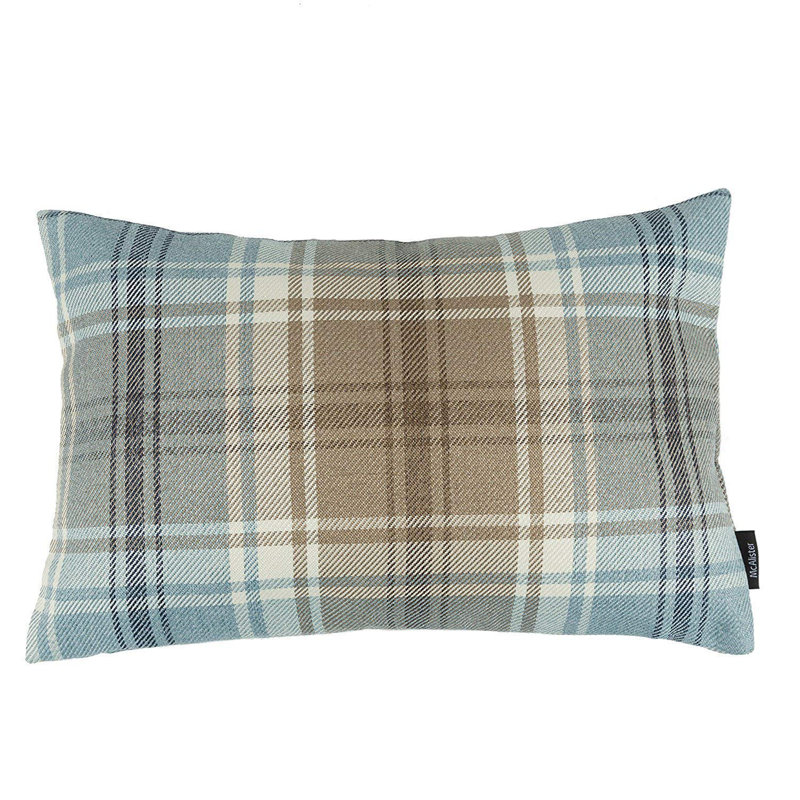 Griffith Plaid Rectangular Throw Pillow Cover, 30 x 50cm, Duck Egg Blue
