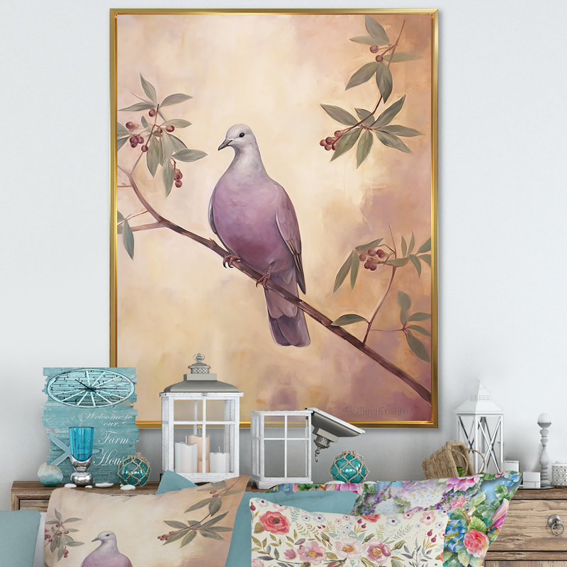 Dove S Apaisant Présence II, Cadre flottant doré, 32" H x 24" W