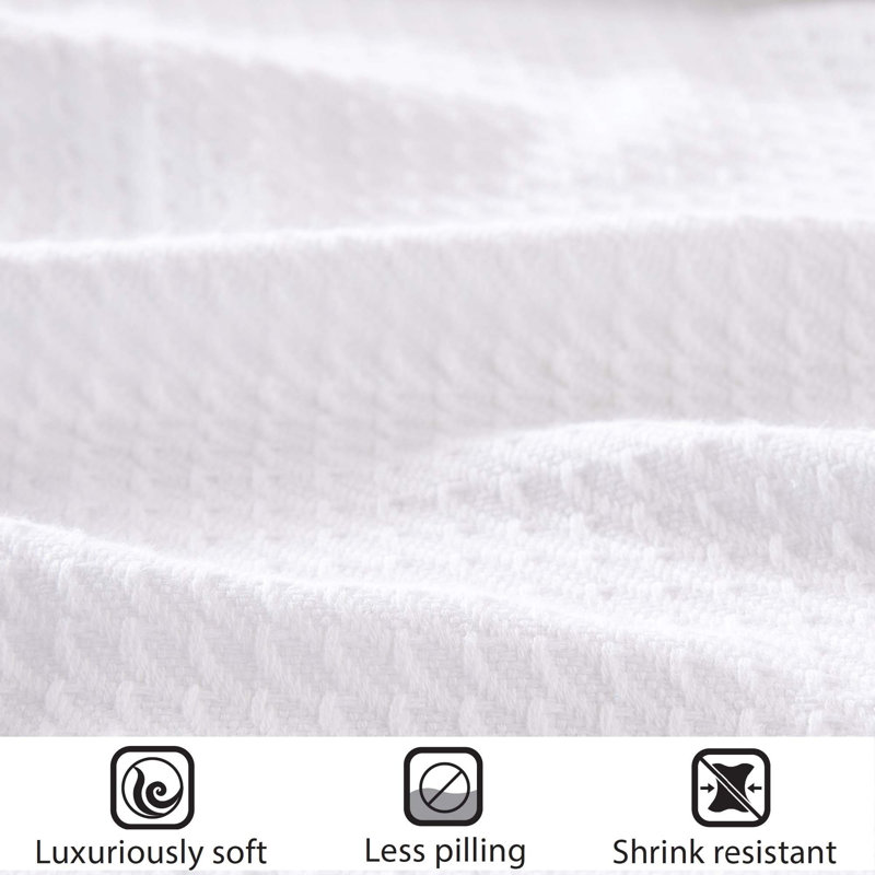 Couverture 100% coton de qualité égyptienne certifiée, Très grand, Blanc