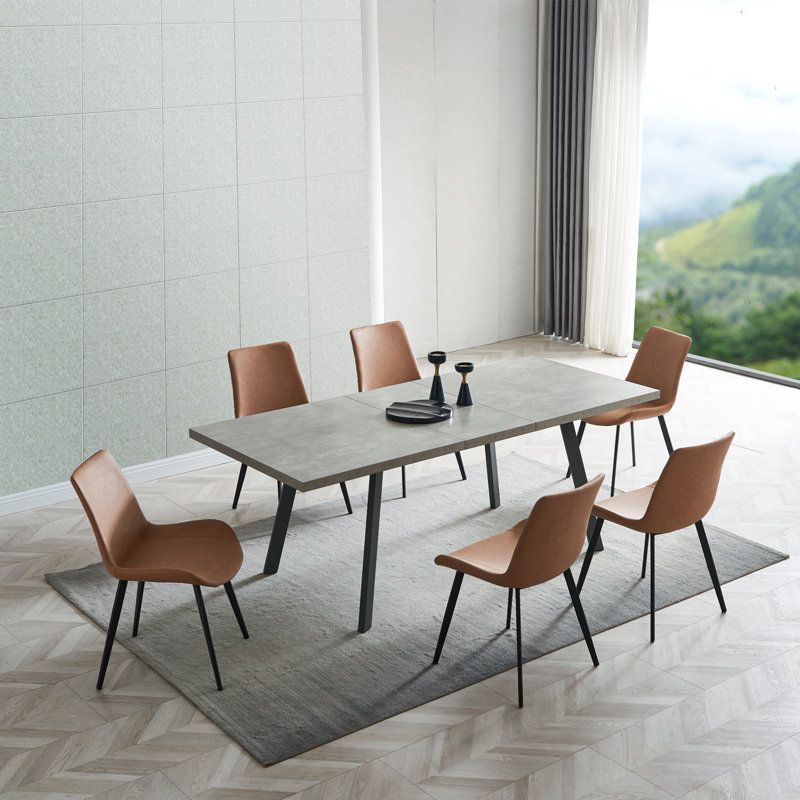 Chaise rembourrée en similicuir Josman avec pieds en acier , 6, Brun