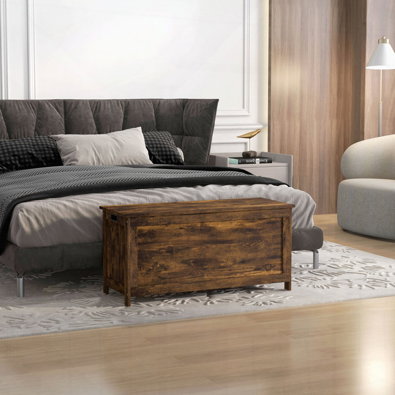 Coffre de rangement avec 2 charnières de sécurité et boîte en bois