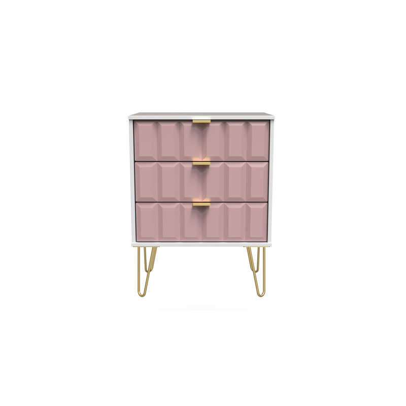 Allem 3 Drawer Chest (Ready Assembled), Kobe Pink/White