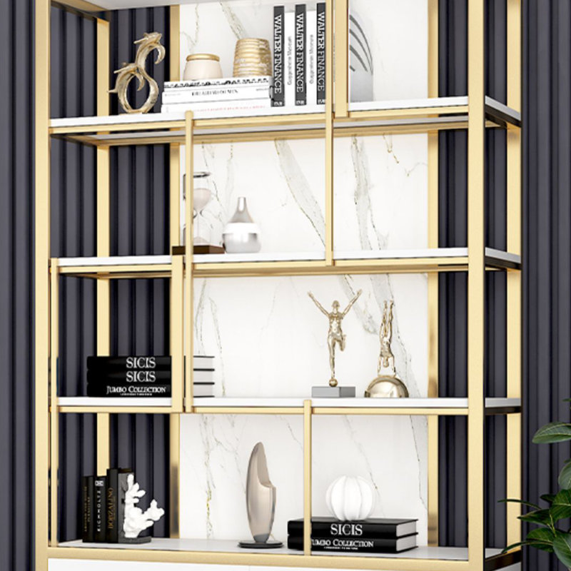 Oldbury, White/Gold, (4 Shelves) 78.7"H x 31.4"W x 11.8"D