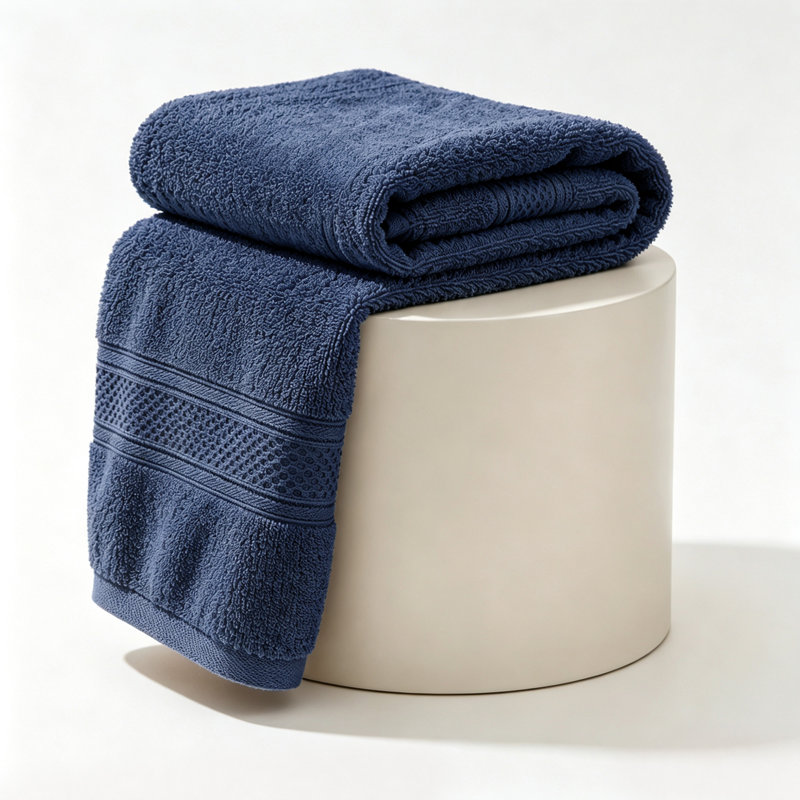 Serviette 100% coton doux absorbant avec bordure Dobby, serviette double torsadée 1 pièce, bath towel: 54"L X 27"W