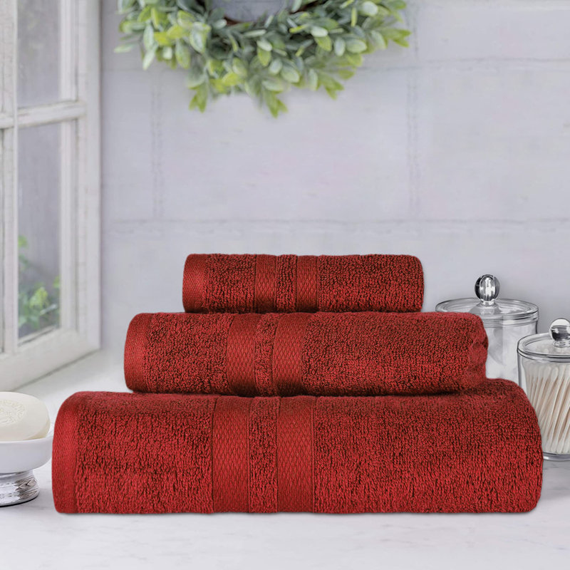 Charie Quick-Drying 3 Piece 100% Cotton Towel Set, Maroon