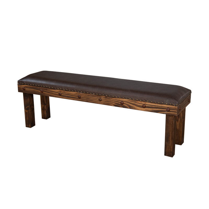 Banc rembourré en cuir rustique