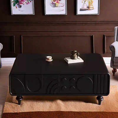 Mediaeval style carved solid wood coffee table
