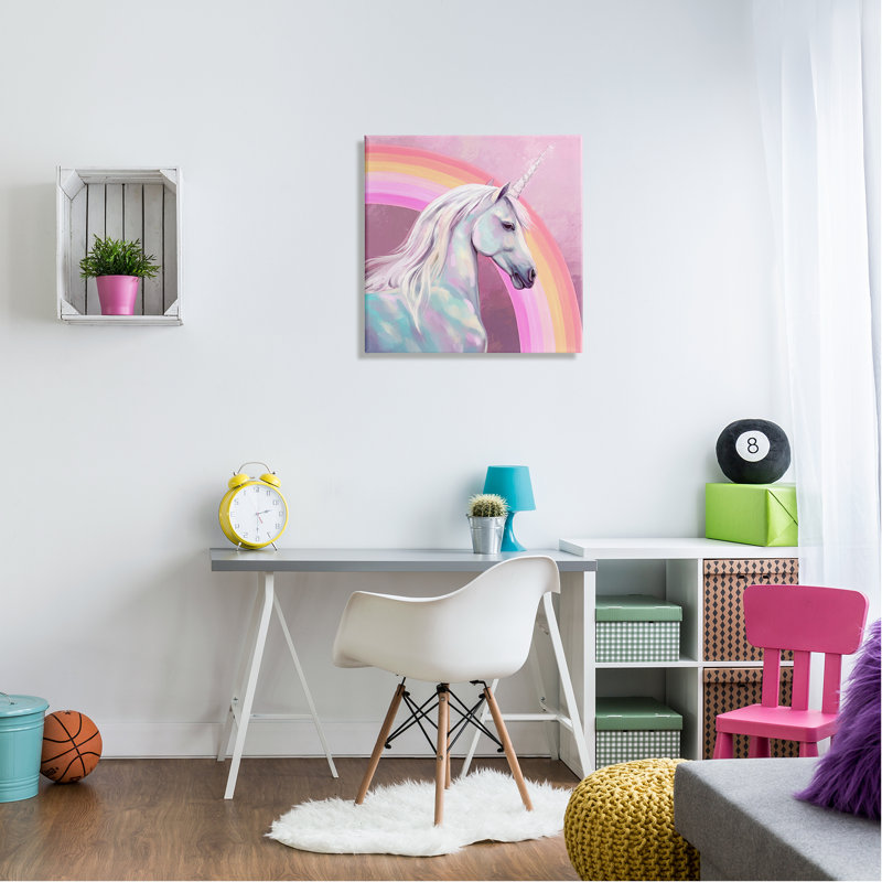 Licorne et arc-en-ciel sur toile par Ziwei Li, H 24 po x l 24 po x P 1,5 po
