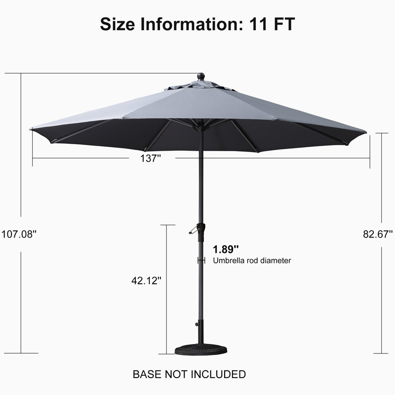 335cm Market Parasol, Grey