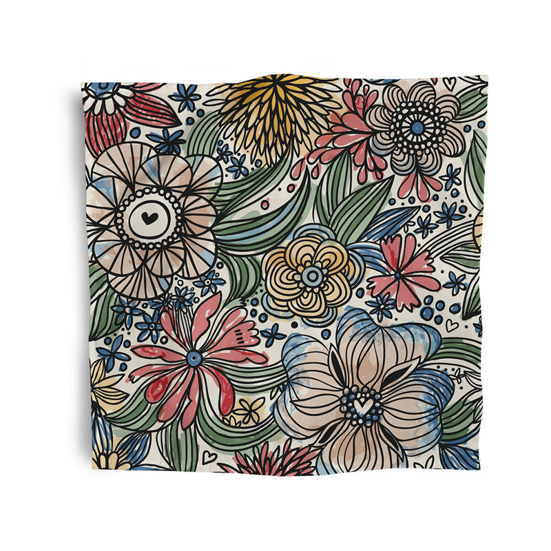 Charlanne Polyester Floral Square Napkin, Red