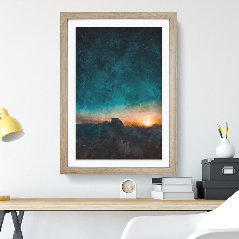 Stars Above California Painting - Framed Print, 45cm H x 33cm W x 2cm D, Oak Framed