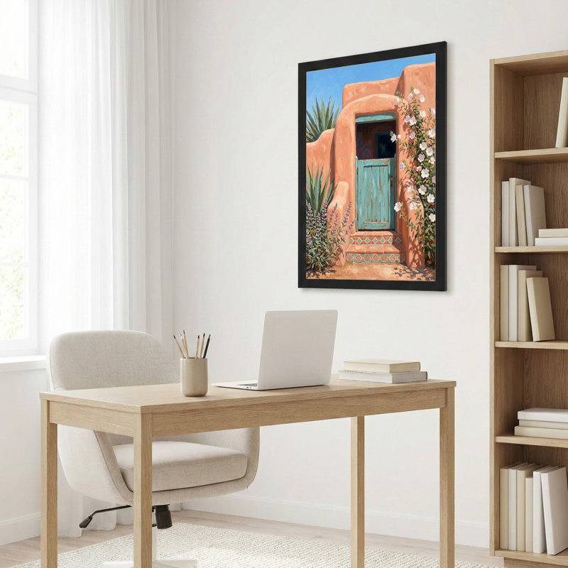 Art mural sur toile noir encadré pour le salon, la chambre à coucher, le bureau ou le vestibule - Décoration murale décorative avec porte sud-ouest