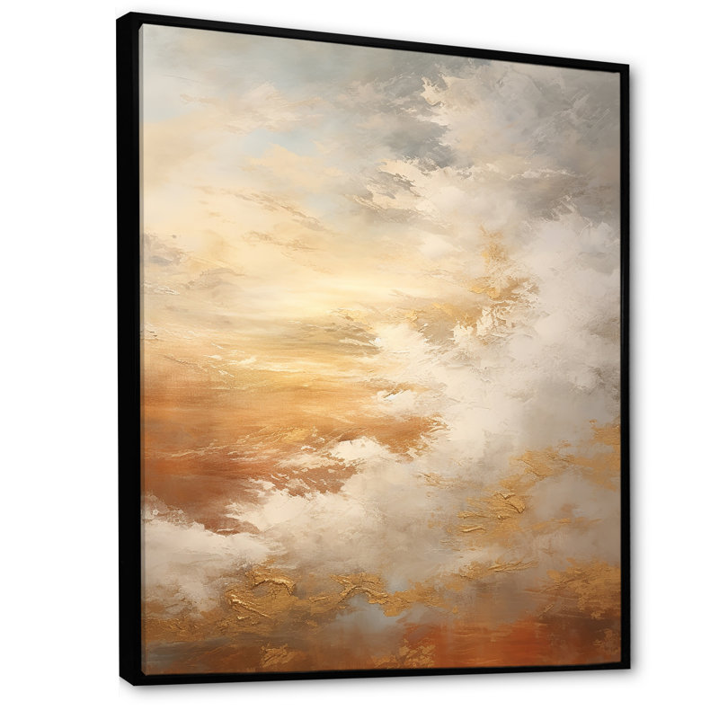 Nuage de minimalisme beige sur toile, H 40 po x l 30 po x P 1,5 po, Cadre flottant noir