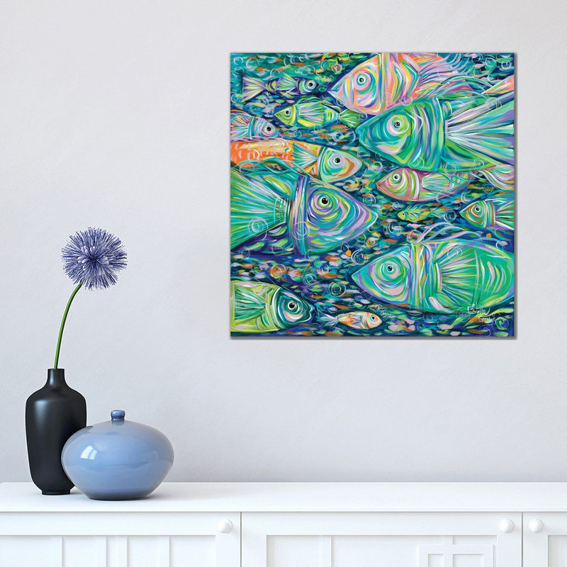 School Of Fish by Estelle Grengs - Wrapped Canvas Painting, 45.72 cm H x 45.72 cm W x 3.175 cm D