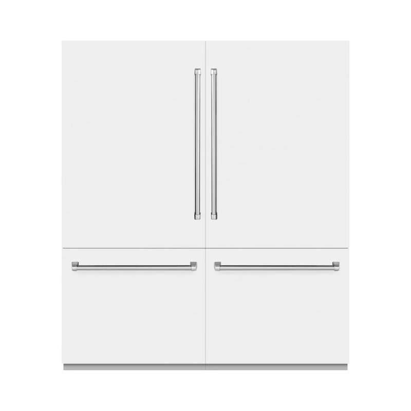 ZLINE 72 in. Built-In Refrigerator in Black Stainless Steel w/ Graphite Gray Interior, White Matte/Graphite Gray