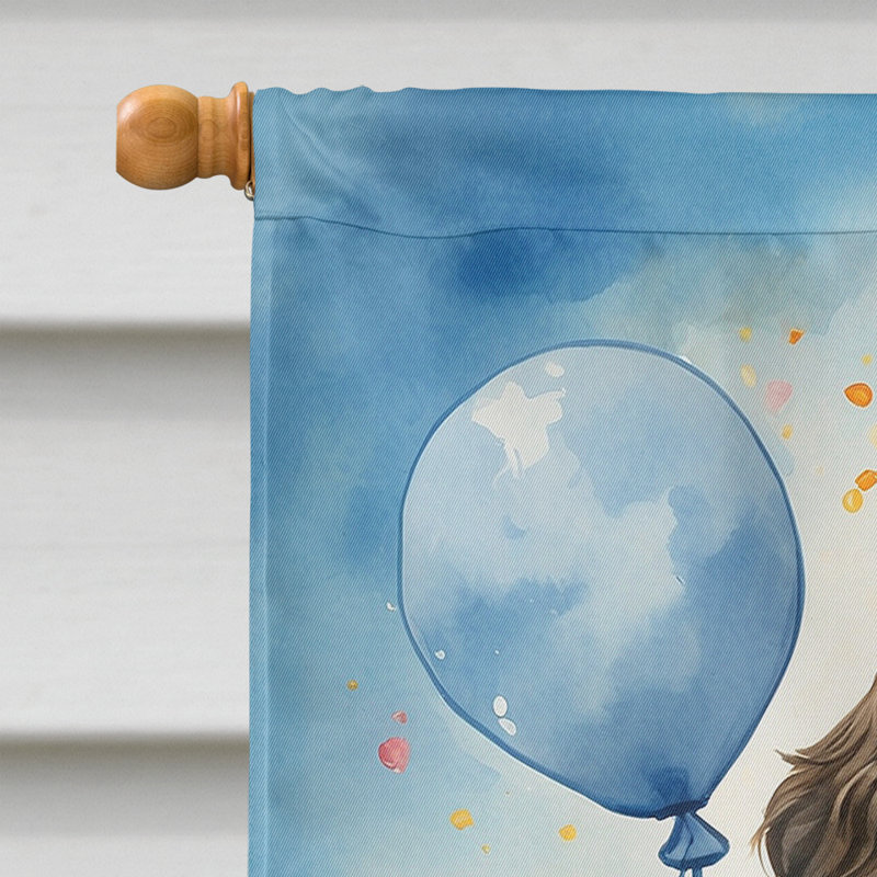Drapeau «Happy Birthday House», Labradoodle noir
