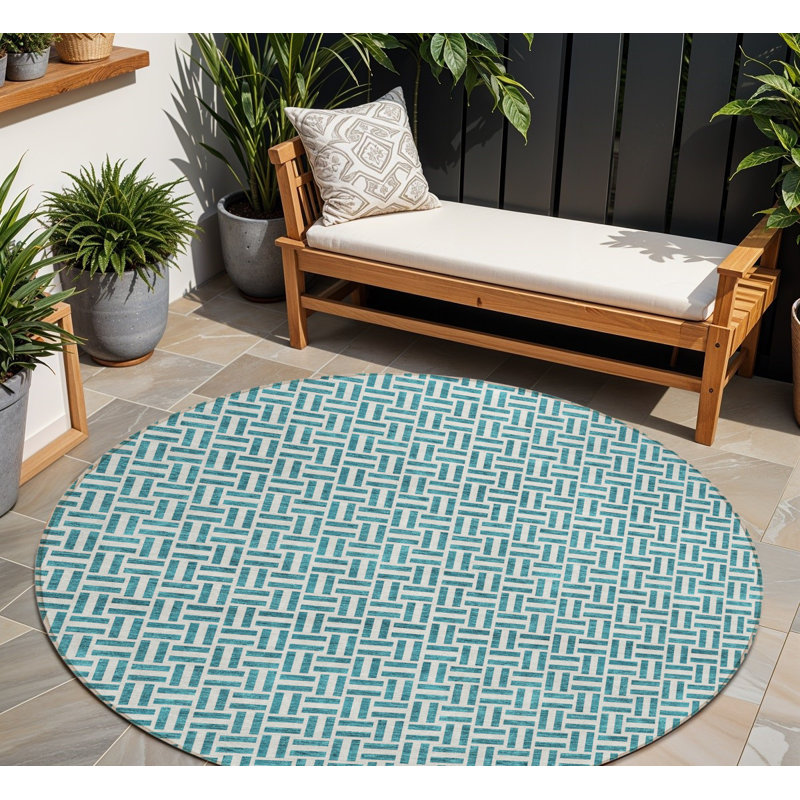 Tapis rond bleu / argent 8 po
