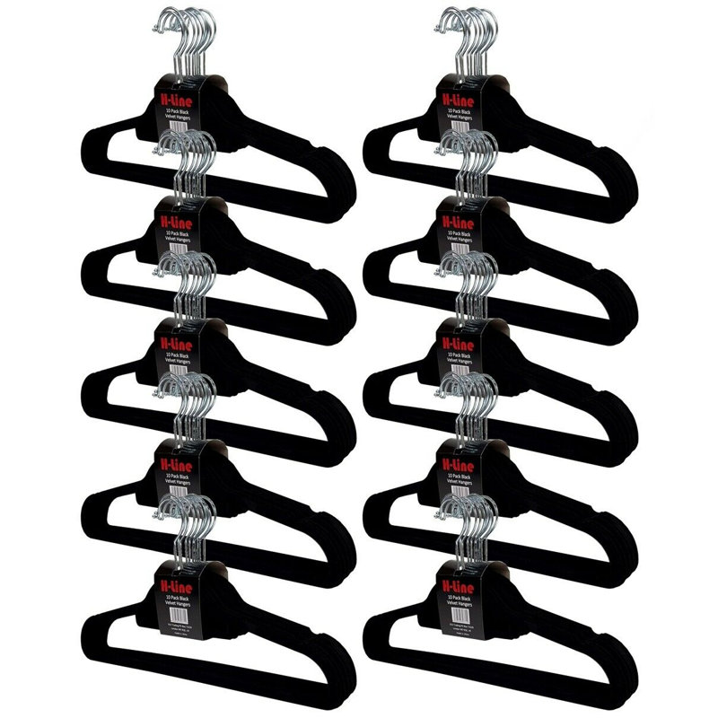 Velvet Standard Hanger for Dress/Shirt/Sweater, Black