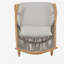 Chaise berçante d'extérieur - Structure en fer robuste au fini érable, dossier en rotin PE gris et coussin gris clair