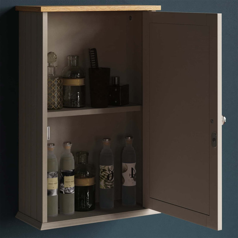 Aadhith Wall Mounted Required Bathroom Cabinet, Grey/Brown