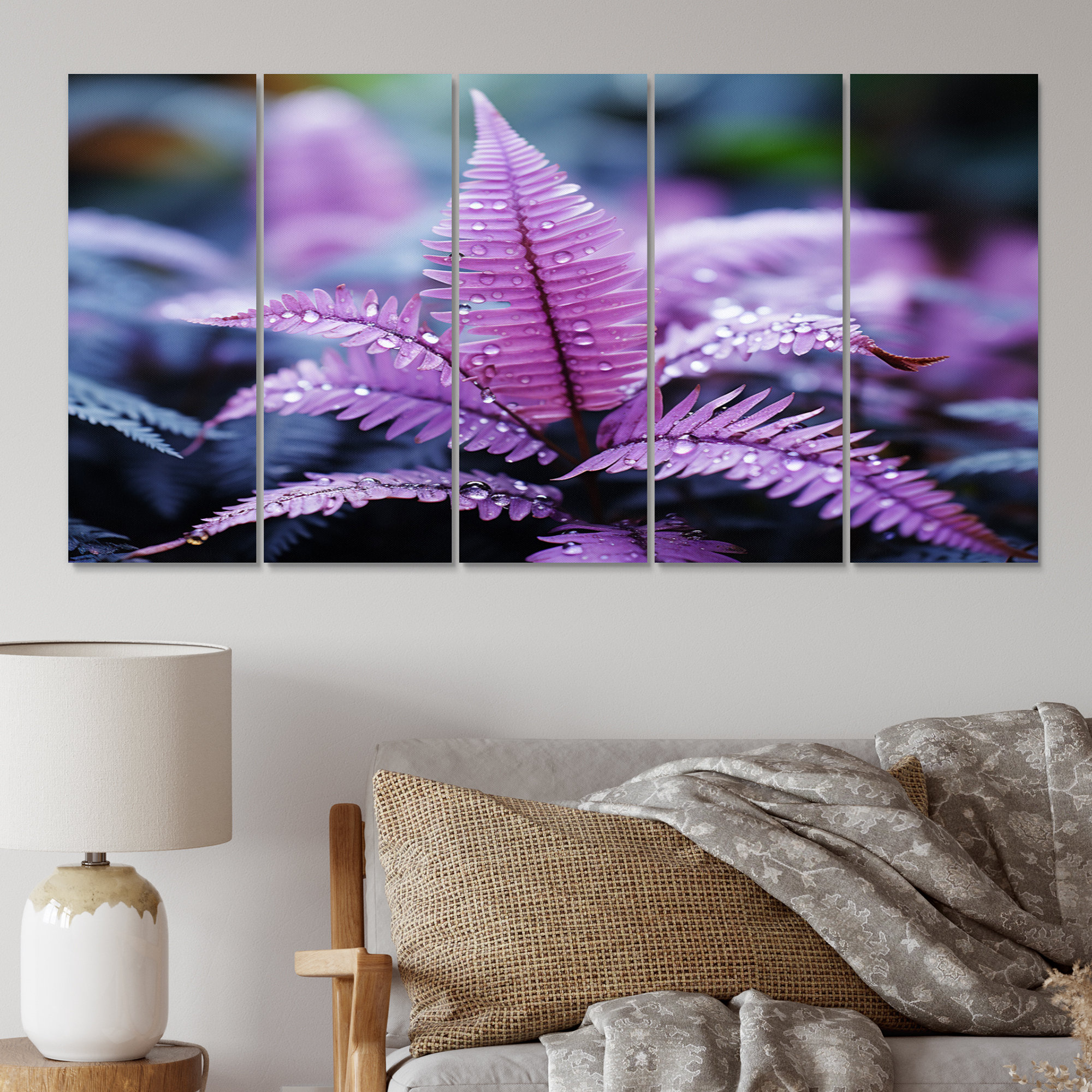 DesignArt Purple Ferns Plant Ethereal Whispers I Floral Metal Wall