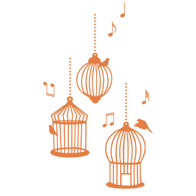 Décalcomanie murale cages d’oiseaux de chanson